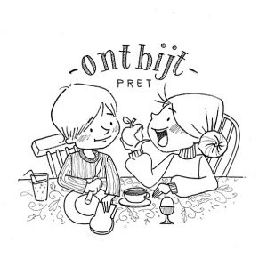 jongen en meisje aan de ontbijttafel etend aan een appel