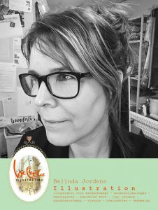 belinda jordens als info foto voor de pagina over mij met mintgroene balk onderaan