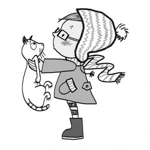 meisje van de zijkant met een kat in haar handen